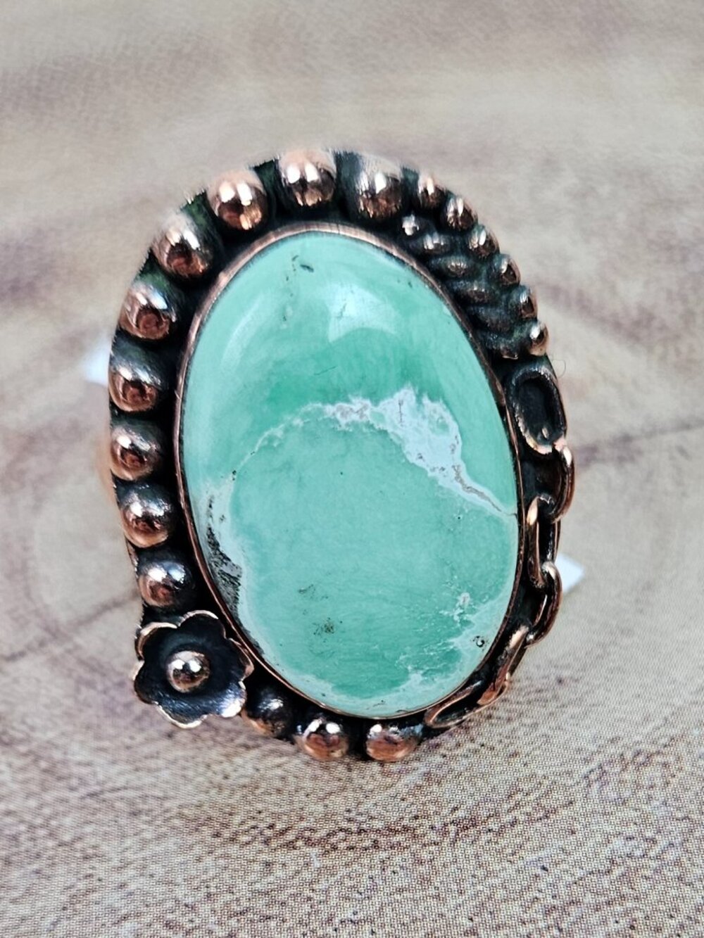 NWT Copper Variscite Oval Single Stone Ring 5-12 Adjustable